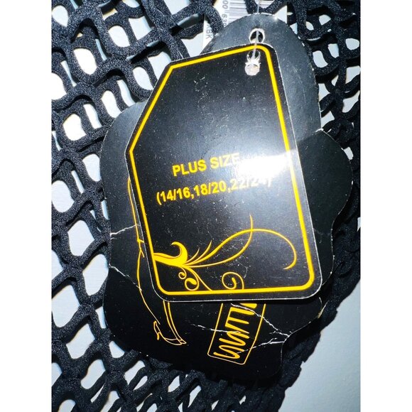 Gold Flavia Plus Size Black Fishnet Dress 22/24 Nylon & Spandex - Picture 4 of 4